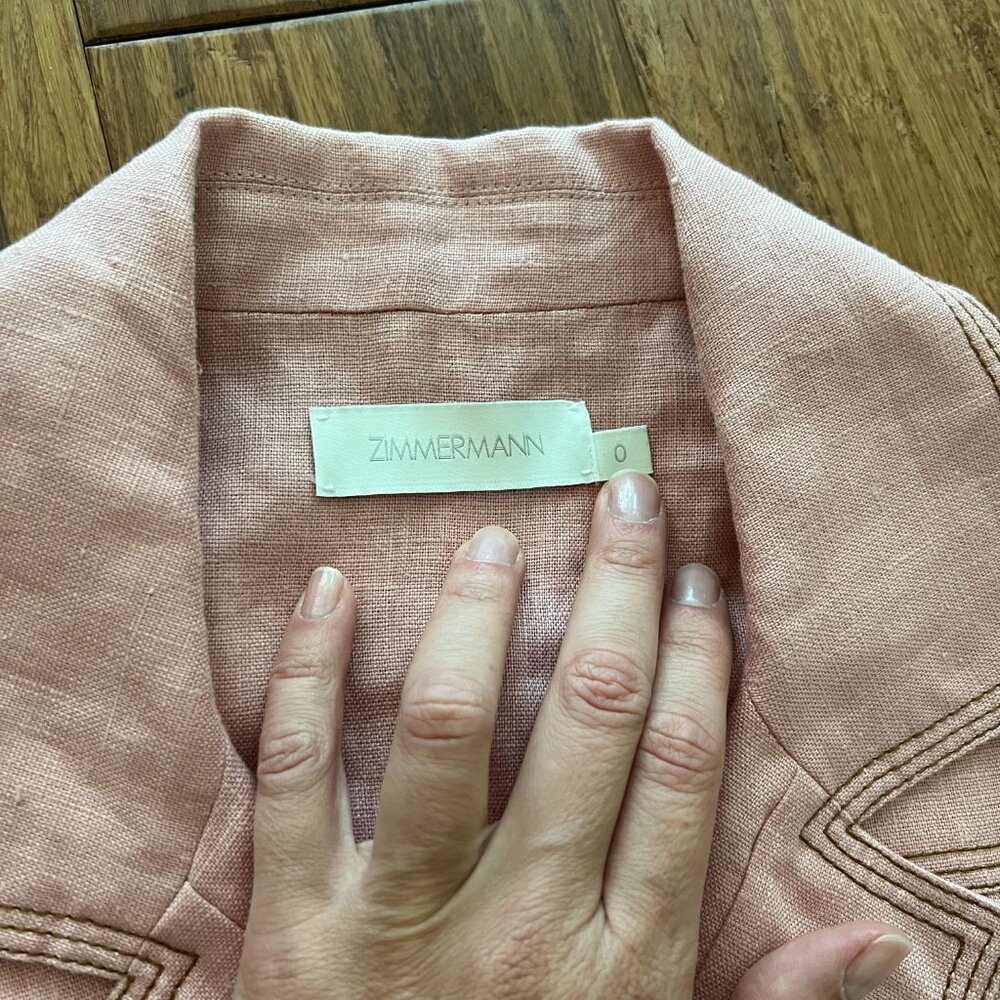 Zimmermann Moonshine cuffed jumpsuit in pink linen - Picture 3 of 4